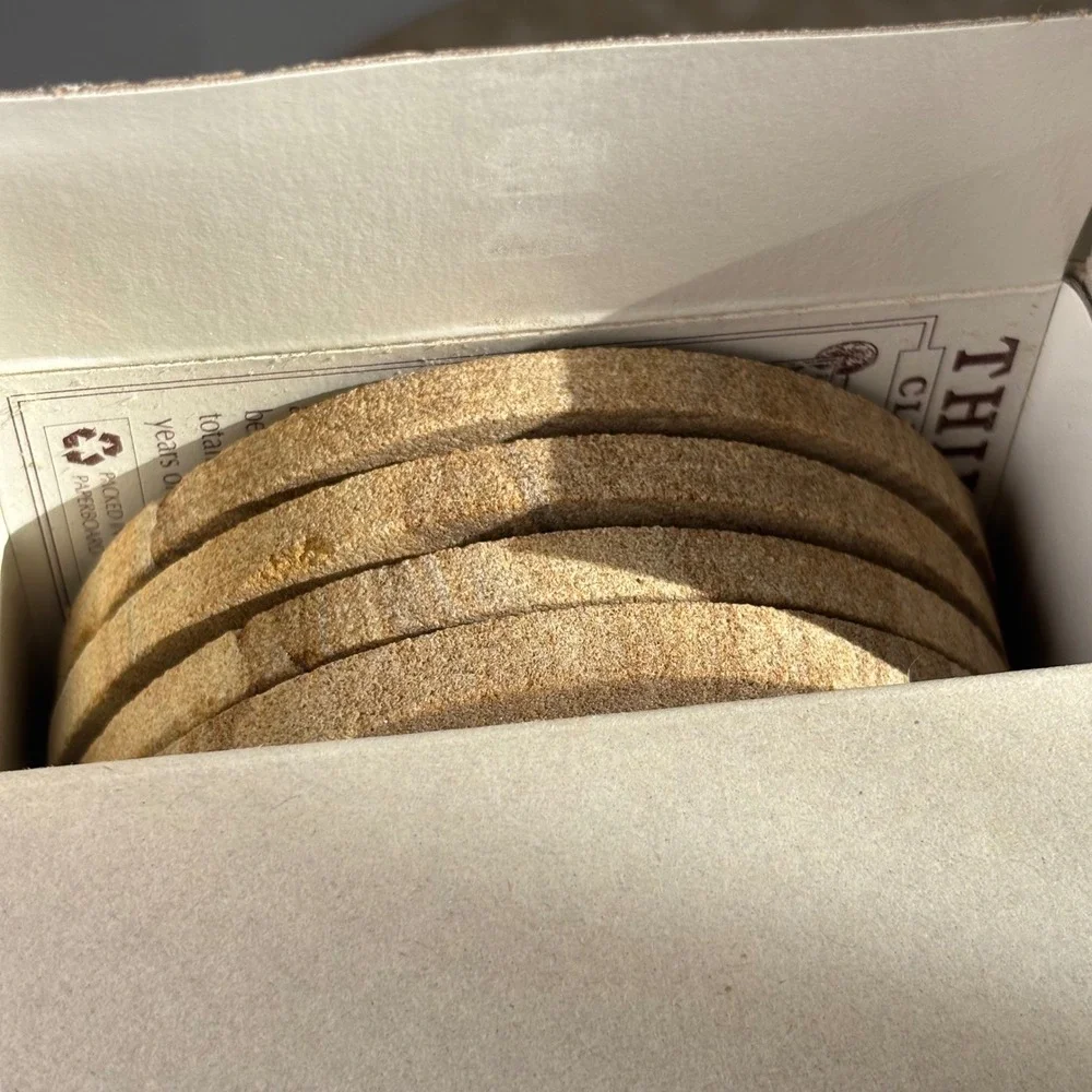 Thirstystone Sandstone Coasters Set of‎ 4 Tan Country Kitchen Teapot Plaid 1994